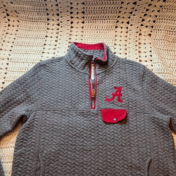 Ladies Pressbox Alabama Quilted Weave Texture Quarter Zip Sweatshirt Size Medium - Picture 2 of 7